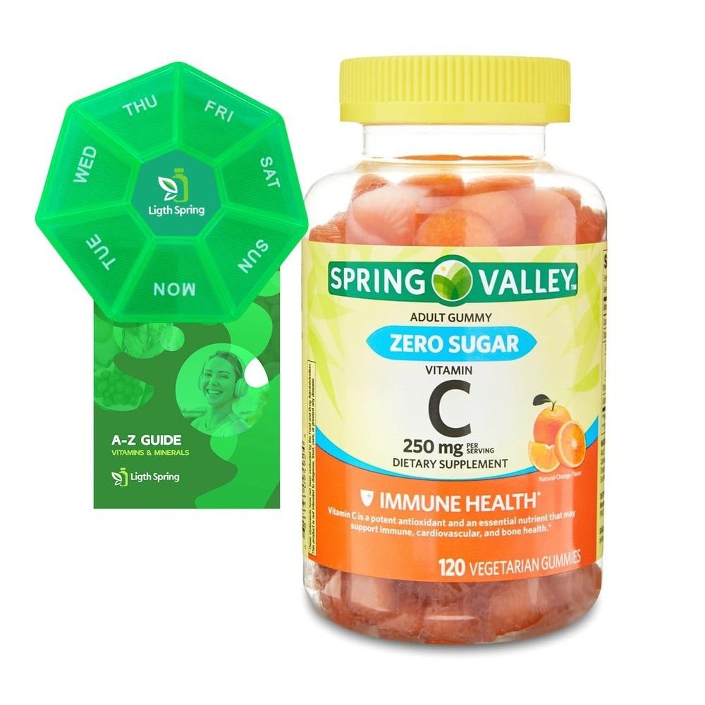 Zero Sugar Vitamin C Gummies Dietary Supplement, 250 mg, 120 Ct Bundle with Exclusive Vitamins & Minerals - A to Z - Better Ligth&Spring Guide