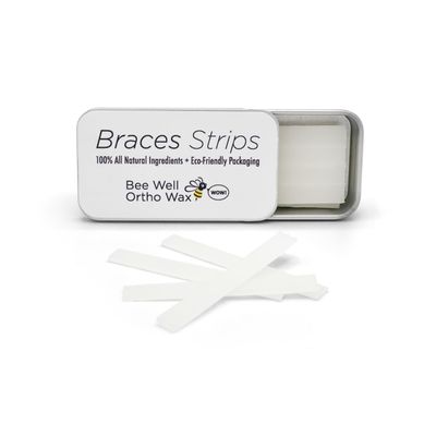 Bee Well Orthodontic Wax for Braces Strips | 100% All Natural Beeswax Braces Wax | Protects & Relieves Irritation from Brackets & Wires | 1 Recyclable Tin with 24 Strips | Braces Kit Essential