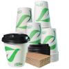 EcoQuality 10 oz Compostable Paper Cups with Black Dome Lids and Sleeves - Biodegradable Disposable White Paper Coffee Cups PLA Lined - Eco-friendly Hot and Cold Drinking Cups (500) view 1