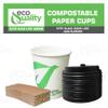 EcoQuality 10 oz Compostable Paper Cups with Black Dome Lids and Sleeves - Biodegradable Disposable White Paper Coffee Cups PLA Lined - Eco-friendly Hot and Cold Drinking Cups (500) view 3