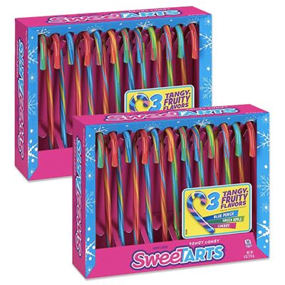 Snackivore Sweetarts Candy Canes 24 Pack of Christmas Candy Canes, Candy Cane, Sweet Tarts Candy Flavored Candy Canes Individually Wrapped, Bulk Candy Canes