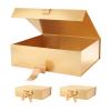 PACKHOME Valentines Day 17x14.5x5.5 Inches, 3 Extra Large Gift Boxes with Lids, Magnetic Closure Boxes with Ribbon for Clothes and Large Gifts (Glossy Gold) view 1
