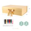 PACKHOME Valentines Day 17x14.5x5.5 Inches, 3 Extra Large Gift Boxes with Lids, Magnetic Closure Boxes with Ribbon for Clothes and Large Gifts (Glossy Gold) view 2