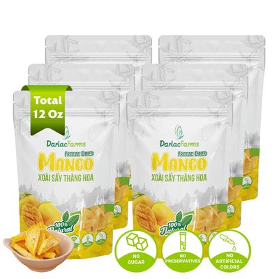 DARLAC FARMS Freeze Dried Mango Slices, Pack of 6 (2 Oz Each)  No Sugar Added, Healthy Freeze Dried Fruit Snacks for Kids & Adults