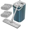 Mop and Bucket with Wringer Set, Mops for Floor Cleaning Separates Dirty and Clean Water, Stainless Steel Handle Large Flat Mop for Hardwood, Laminate, Tile, Vinyl(Blue,6 mops) view 1