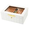 Cigar Humidors Storage 25-50 Cigars Box, Tempered Glass Top Display, Handcraft Spanish Cedar Wood Cigar Case with Humidifier and Hygrometer, Leather Box Design, Ideal Gift for Cigar Enthusiasts ( Colo view 1