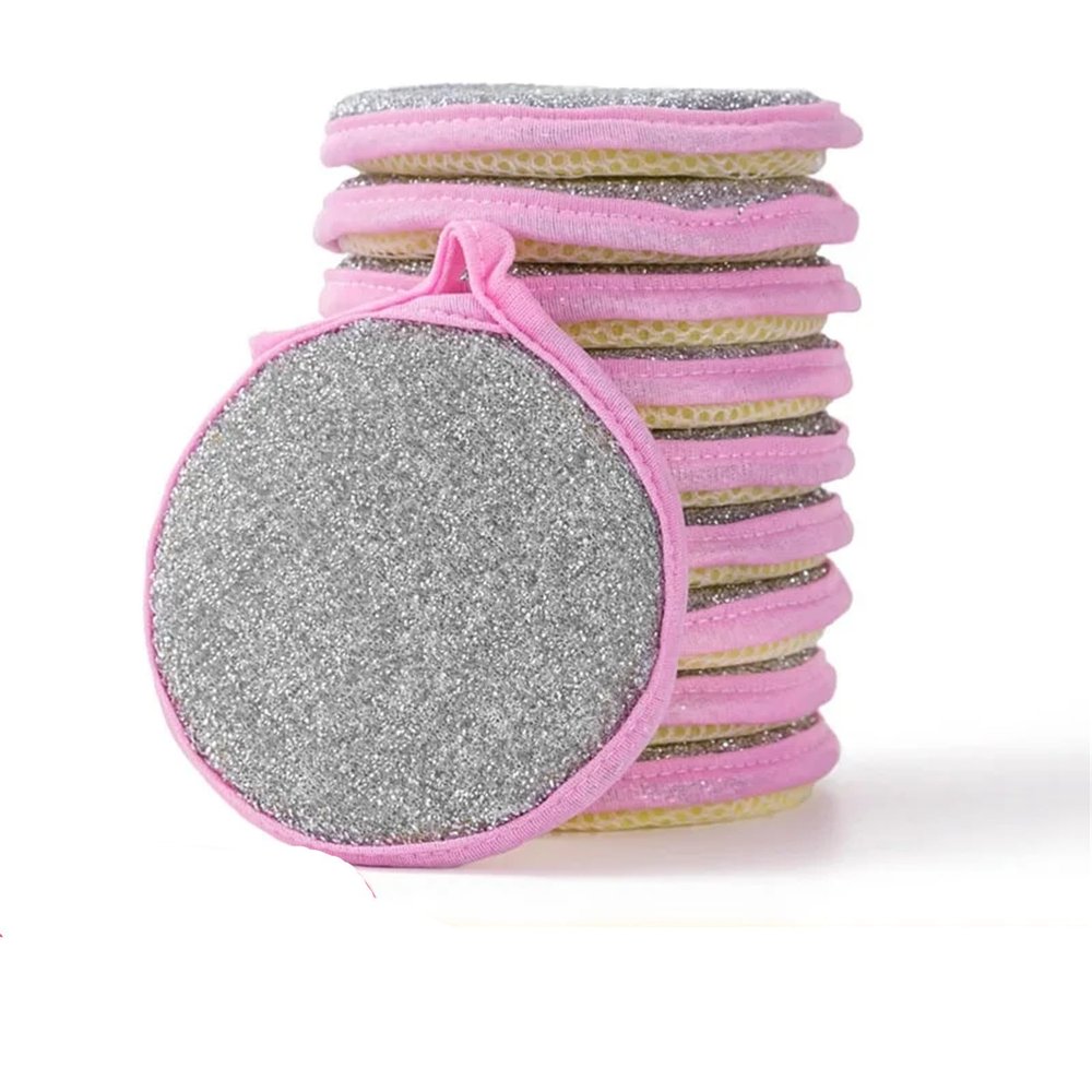 10 Pack Multi-Purpose Scrub Sponges Kitchen Dual-Sided Dish Sponge for Scouring Non-Scratch Reusable Sponge for Dishes, Pots, and Pans, Pink