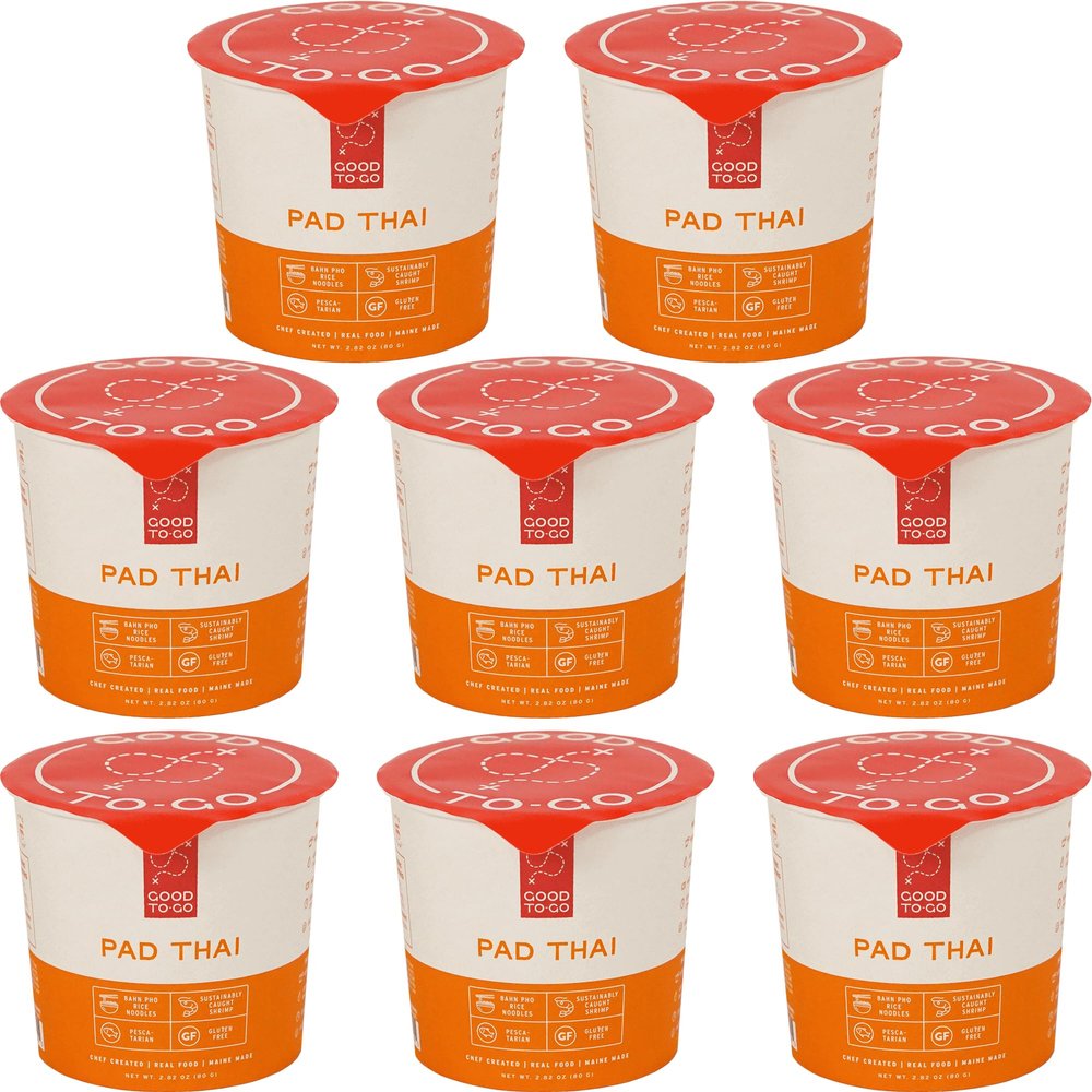 GOOD TO-GO Instant Lunch & Dinner Cups (8-Pack) | Gluten-Free | Real Food Ready in Under 10 Minutes! | Microwavable Food Just Add Water Meals | Healthy, Delicious, Low in Sodium (Pad Thai, 8-Pack)