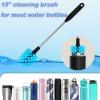 2-in-1 Stainless Steel Long Handled Water Bottle Brush, Multi-Purpose Bottle Scrubbing Brush, Soft Bottle Brush, Glassware Brush, Water Bottle Cleaner with Removable and Replaceable Brush Heads 15 in view 4