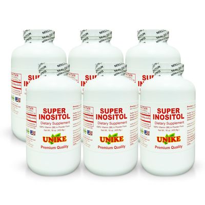 Unike Nutra Super Inositol Dietary Supplement| Inositol (Vitamin B8) Powder for Hormonal Balance, Fertility and Ovarian Support| Gluten Free, Vegan 16 Oz (Pack of 6)