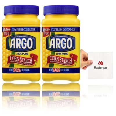Argo 100% Pure Corn Starch, 16 Oz, (2-Pack) With Masterpax Fact Card