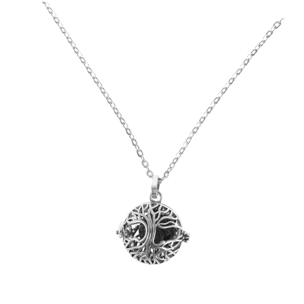 Healeved Pelelith Aromatherapy Necklace Volcano Stone Oil Diffuser Locket Stylish Hollow Design for Air Freshening Friends and Family