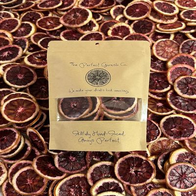 The Perfect Garnish Co. Premium Dehydrated Blood Orange Wheels - 30 slices - Natural Fruit, Large