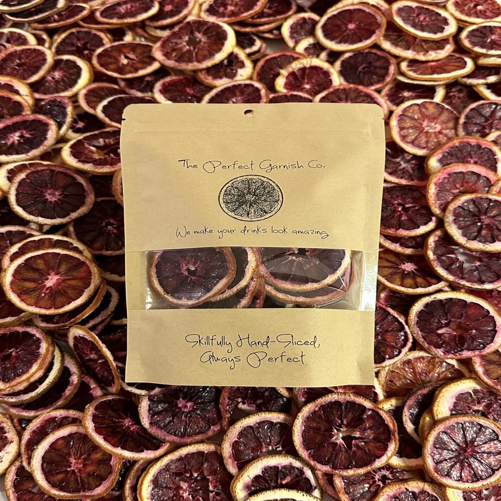 The Perfect Garnish Co. Premium Dehydrated Blood Orange Wheels - 30 slices - Natural Fruit, Large