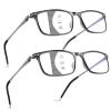 2 Pack Ultralight Progressive Multifocus Reading Glasses Men, Aluminum Arm TR90 Frame Blue Light Blocking Multifocal Computer Readers Spring Hinge No Line (Mid-Near Range approx 3ft) +3.0, Gray view 1