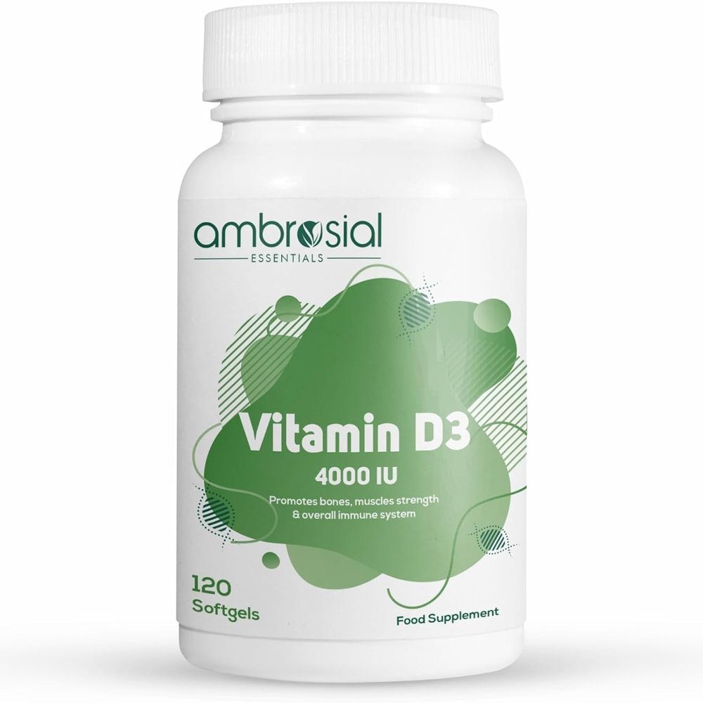 AMBROSIAL Vitamin D3 4000 IU | Healthy Bones and Teeth | Supports Immunity and Muscle Function | Gluten Free (Pack of 1-120 Softgels)