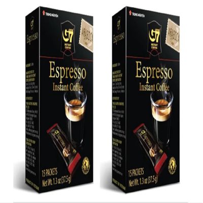 2 Packs - Instant Espresso Coffee - Ca Phe Hoa Tan Espresso - 15 Bags per Box with 2 Boxes per Order - Product of Vietnam