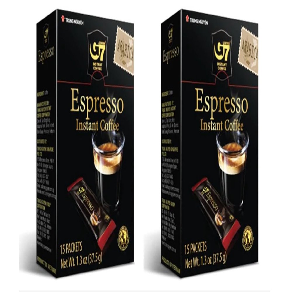 2 Packs - Instant Espresso Coffee - Ca Phe Hoa Tan Espresso - 15 Bags per Box with 2 Boxes per Order - Product of Vietnam