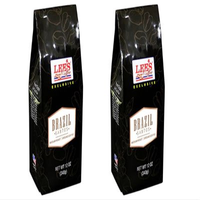 2 Packs - Lee's Coffee Ground Coffee Exclusive Brazil Santos - Medium Roast - Ca Phe Xay Brazil Santos - 12 Oz per Bag with 2 Bags per Order - Roasted in USA