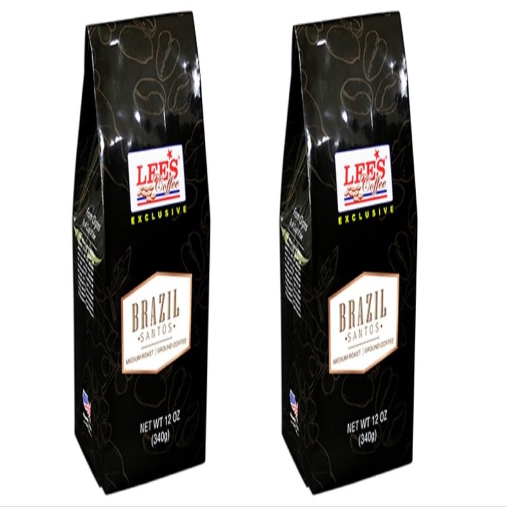 2 Packs - Lee's Coffee Ground Coffee Exclusive Brazil Santos - Medium Roast - Ca Phe Xay Brazil Santos - 12 Oz per Bag with 2 Bags per Order - Roasted in USA