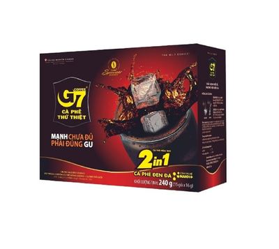 1 Pack - Instant Black Coffee with Sugar - Ca Phe Den Hoa Tan - 15 Bags per Box