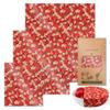 Beeswax Wraps Red Leaf 3 PCS Set Christmas Packaging for Food, Eco-Friendly Beeswax Food Wrap, Organic, Sustainable, Biodegradable view 1