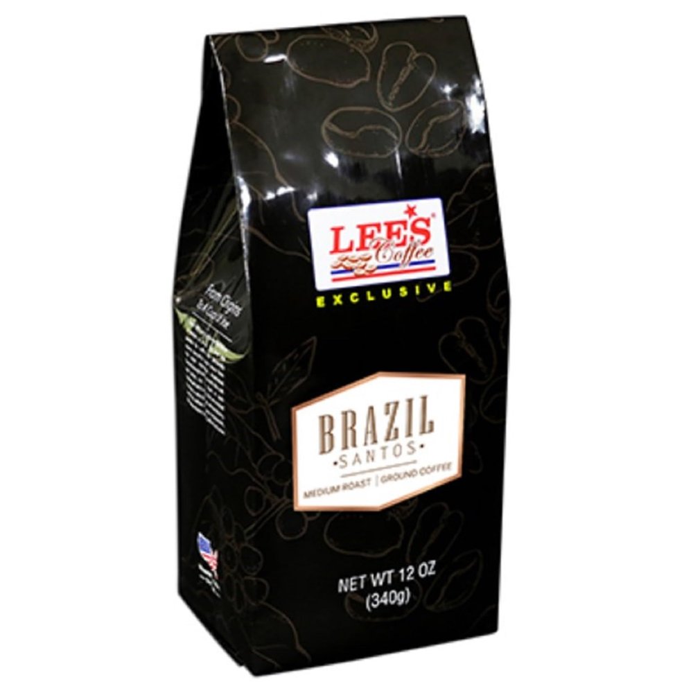 1 Pack - Lee's Coffee Ground Coffee Exclusive Brazil Santos - Medium Roast - Ca Phe Xay Brazil Santos - 12 Oz per Bag - Roasted in USA