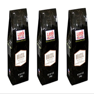 3 Packs - Lee's Coffee Ground Coffee Exclusive Brazil Santos - Medium Roast - Ca Phe Xay Brazil Santos - 12 Oz per Bag with 3 Bags per Order