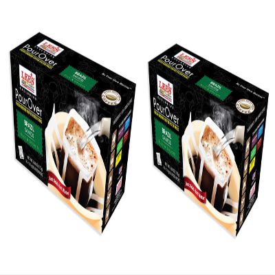 2 Packs - Lee's Coffee Pour Over Exclusive Fresh Ground Coffee Filter Packs Brazil Santos - 16 Bags per Box with 2 Boxes per Order