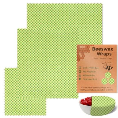 Beeswax Wraps Green Semilattice Wrapping Paper 3 PCS Set for Camping, Outings, Outdoor Adventures