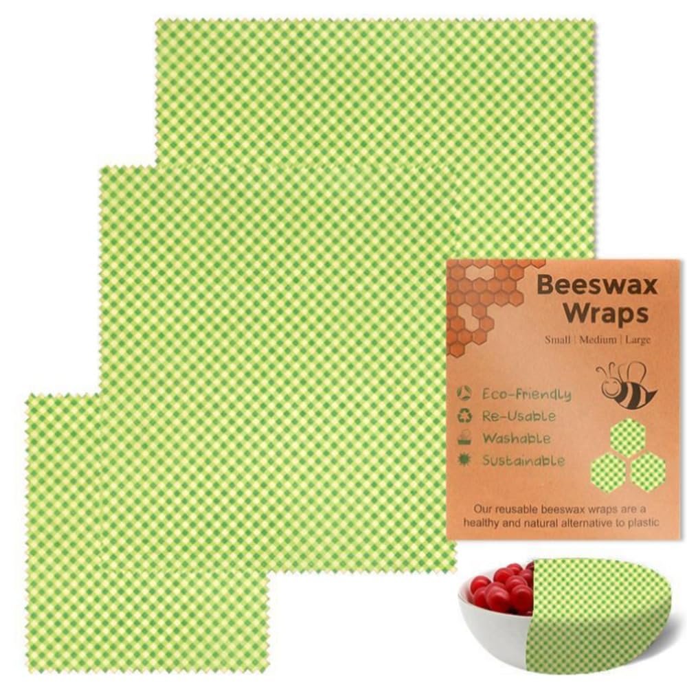 Beeswax Wraps Green Semilattice Wrapping Paper 3 PCS Set for Camping, Outings, Outdoor Adventures