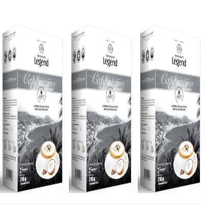 3 Packs - Instant Coffee Cappuccino Coconut Flavor - Cappuccino Hoa Tan Huong Vi Coconut - 12 Bags per Box with 3 Boxes per Order - Product of Vietnam