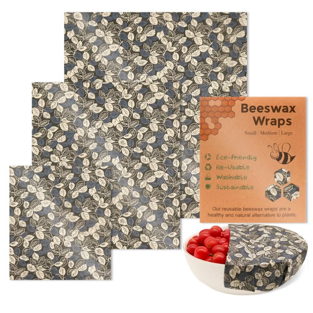 Beeswax Wraps Blue Clover 3 PCS Set Press Seal Reusable Food Wraps Wax Paper for Baking Bees Wax Bread Bag