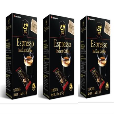3 Packs - Instant Espresso Coffee - Ca Phe Hoa Tan Espresso - 15 Bags per Box with 3 Boxes per Order - Product of Vietnam