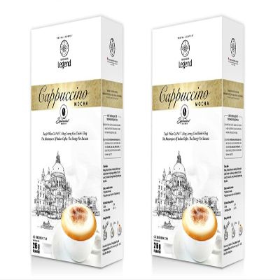 2 Packs - Instant Coffee Cappuccino Mocha Flavor - Cappuccino Hoa Tan Huong Vi Mocha -12 Bags per Box with 2 Boxes per Order