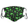 Reusable Cloth Face Masks with 2 Filters Alien-Funny-Spaceships-Planet Washable Face Covering Small Black view 1