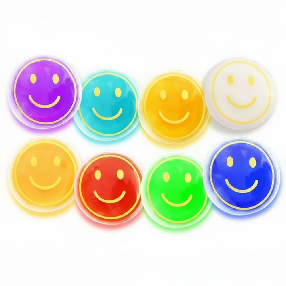 8 Pack Small Round Gel Ice Packs - Reusable Mini Hot & Cold Compress for Face, Tired Eyes, Wisdom Teeth, Cosmetic Injections - Compact 2.75" Cooling Pads for Lunch Boxes & First Aid