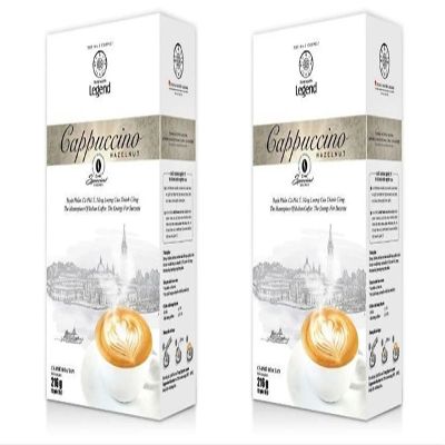 2 Packs - Instant Coffee Cappuccino Hazelnut Flavor - Cappuccino Hoa Tan Huong Vi Hazelnut - 12 Bags per Box with 2 Boxes per Order - Product of Vietnam