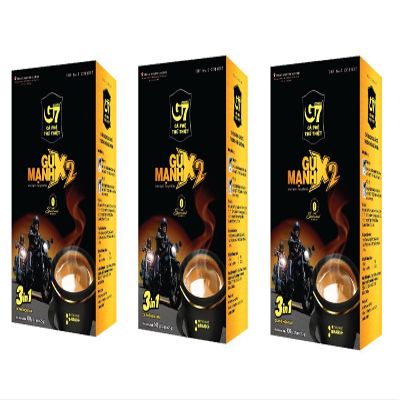 3 Packs - Instant Double Dark Strong Milk Coffee 3 in 1 - Ca Phe Sua Hoa Tan Dam Dac Manh Gap 2-12 Bags per Box with 3 Boxes per Order