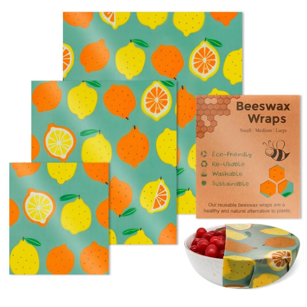 Lemon Beeswax Wraps for Food, Eco-Friendly Beeswax Food Wraps Reusable Beeswax Paper Food Wrap,for Camping, Outings, Outdoor Adventures