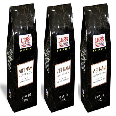 3 Packs - Lee's Coffee Whole Bean Coffee Exclusive Vietnam Buon Me Thuot Delight - 12 Oz per Bag with 3 Packs per Order - Product of USA