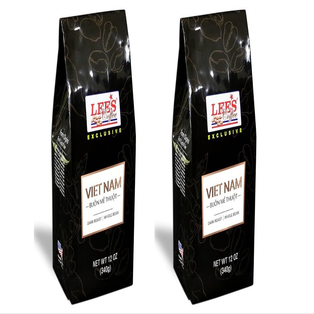 2 Packs - Lee's Coffee Whole Bean Coffee Exclusive Vietnam Buon Me Thuot Delight - Ca Phe Buon Me Thuot Nguyen Hat - 12 Oz per Bag with 2 Bags per Order