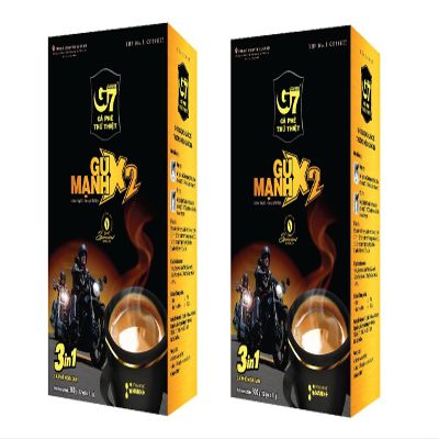2 Packs - Instant Double Dark Strong Milk Coffee 3 in 1 - Ca Phe Sua Hoa Tan Dam Dac Manh Gap 2-12 Bags per Box with 2 Boxes per Order