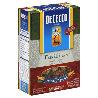 De Cecco Tricolor Fusilli Pasta, 12 Ounces (Pack Of 12)