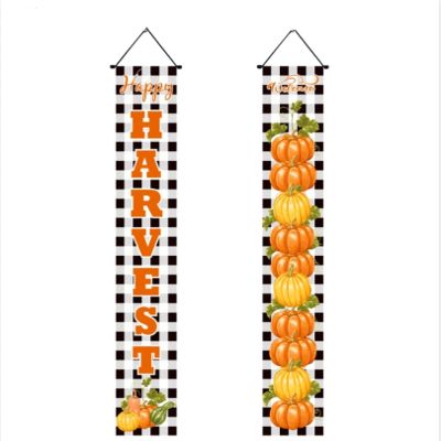 Thanksgiving Couplets, Holiday Decorations, Porch Couplets Hanging Flags, Pumpkin Fall Harvest Thanksgiving Door Couplets