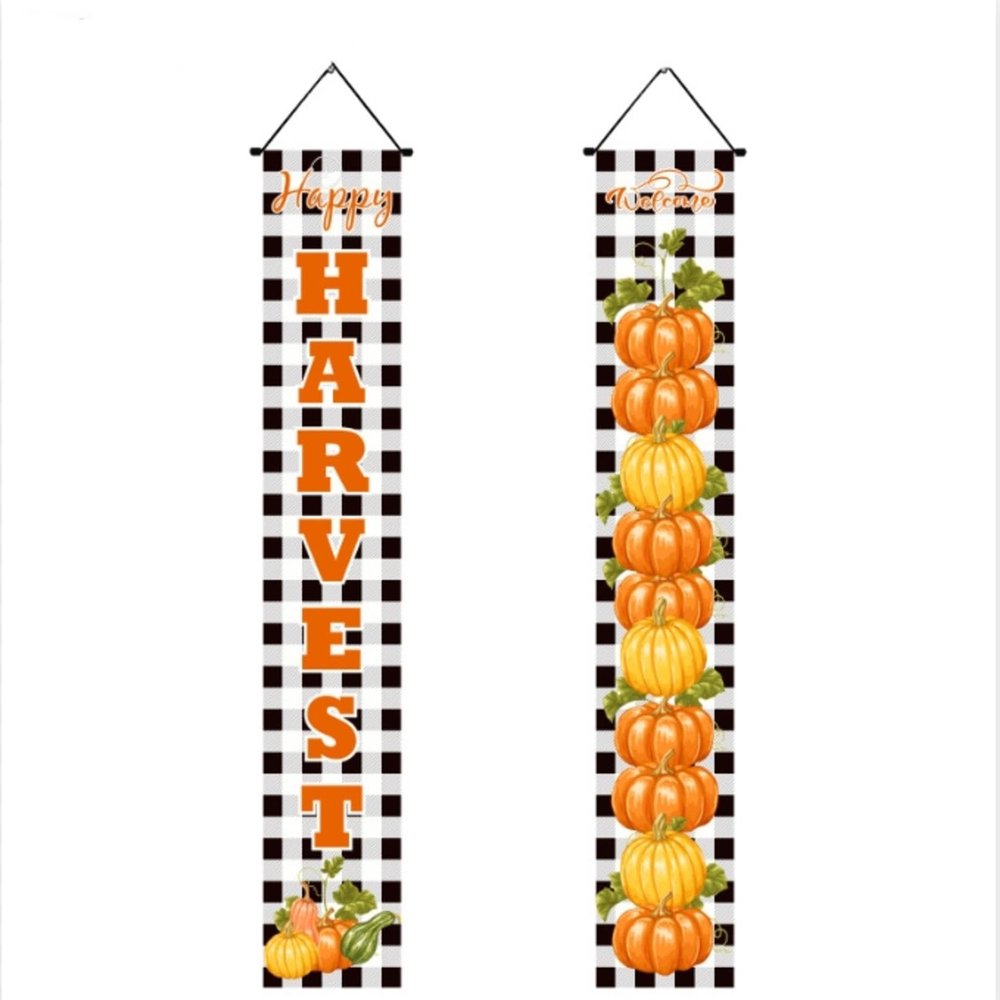 Thanksgiving Couplets, Holiday Decorations, Porch Couplets Hanging Flags, Pumpkin Fall Harvest Thanksgiving Door Couplets