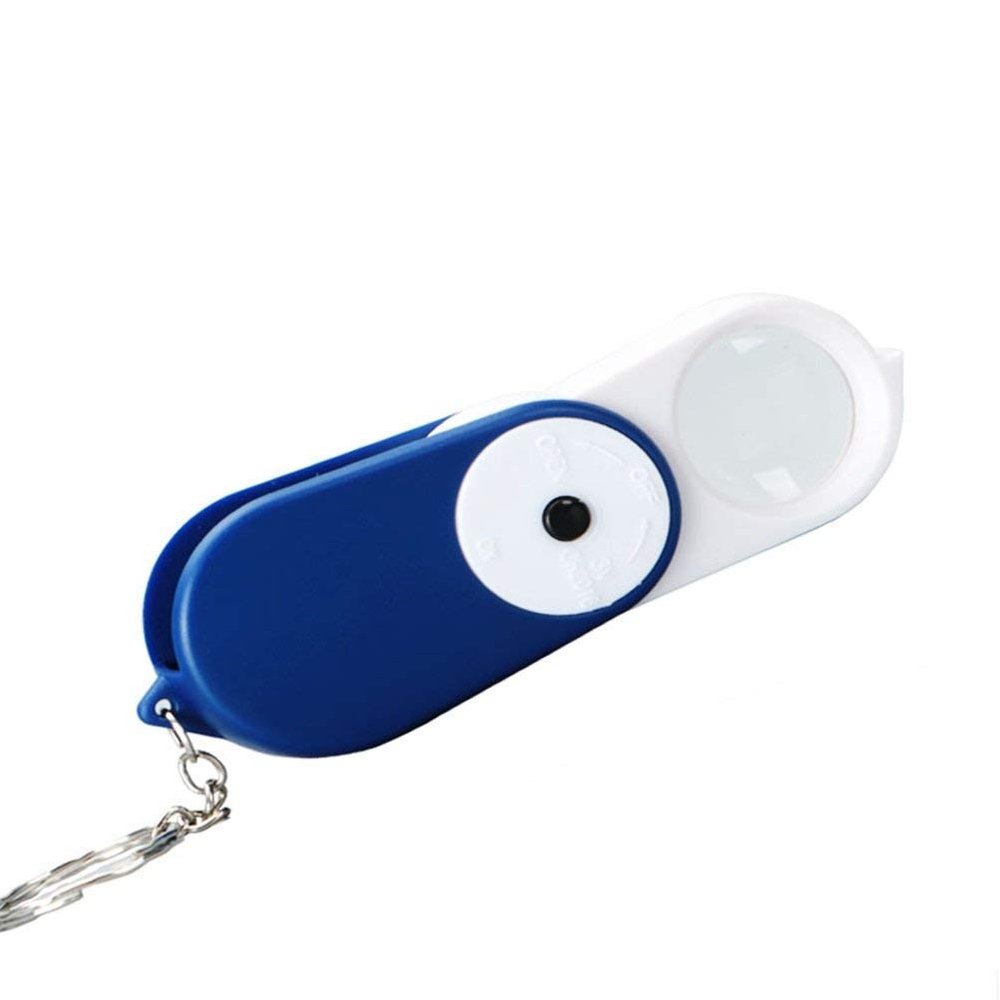 RAUGAJ Magnifying Glasses, Magnifier Portable Pocket Magnifying Glass with Light Key Magnifier Button Switch 15X Hd Lens for Reading Coins Jewelry Identifications Rocks Travel Folding Loupe