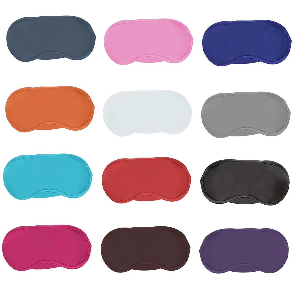 Vandorla 12 Pack Blindfold Eye Mask Cover Sleep Mask with Nose Pad for Party Games Travel Sleep Team Build Party Supply with Adjustable Strap for Women Men Kids, Multicolor Individual Package
