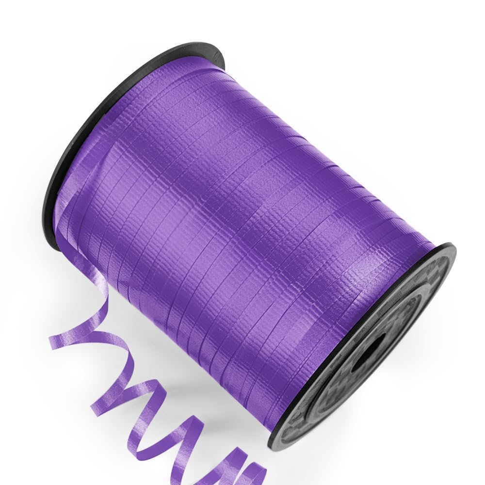 Isaspire 500 Yards Purple Curling Ribbon with Spool, 1/5" Wide Crimped Balloon String Ribbon - Ideal for Gift Wrapping, Christmas Halloween Party Decorations