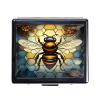 7 Days Chromed Shiny Silver Pill Organizer with Mirror Inside Has 8 Separate Compartments Rectangle 7 Days Pill Box Pill Case (Bee Stained Glass) view 1